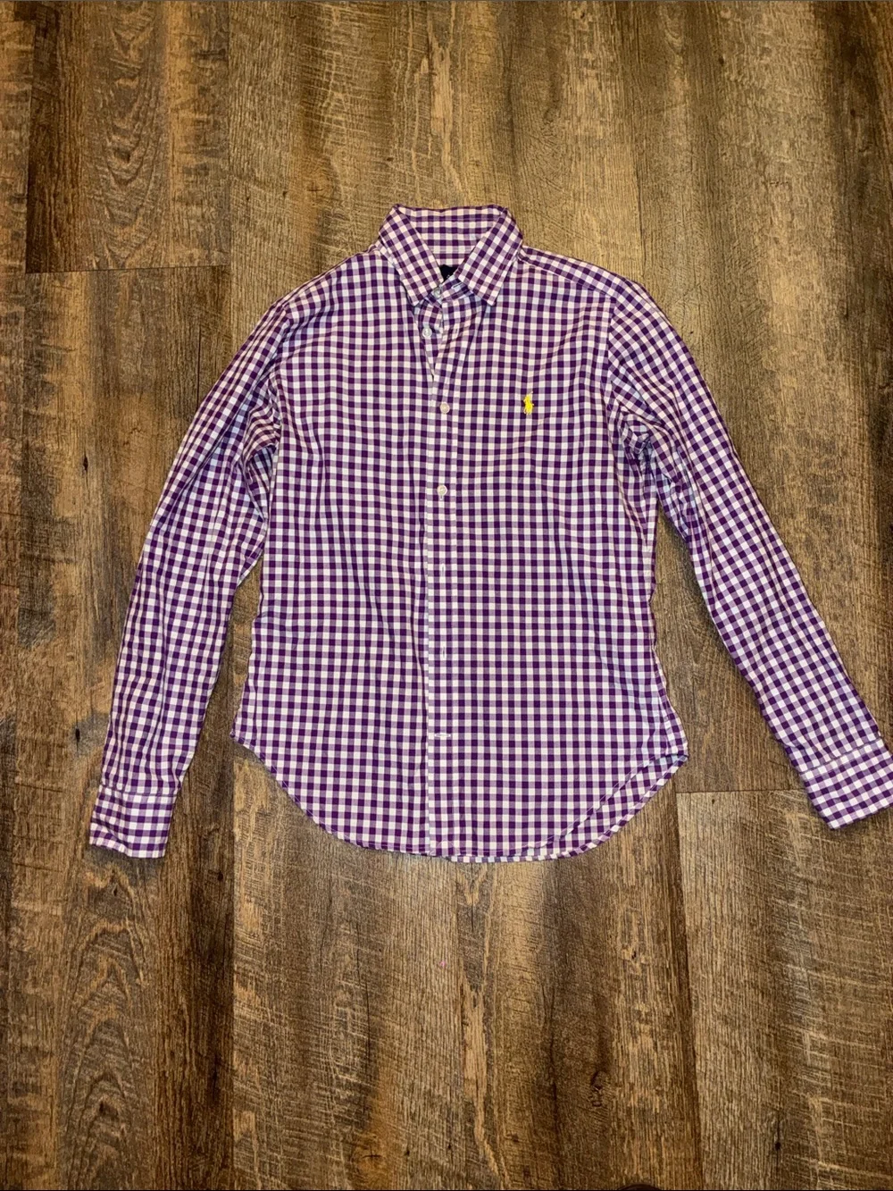 Ralph Lauren Purple & White Gingham Button-Down Shirt - Picture 1 of 4